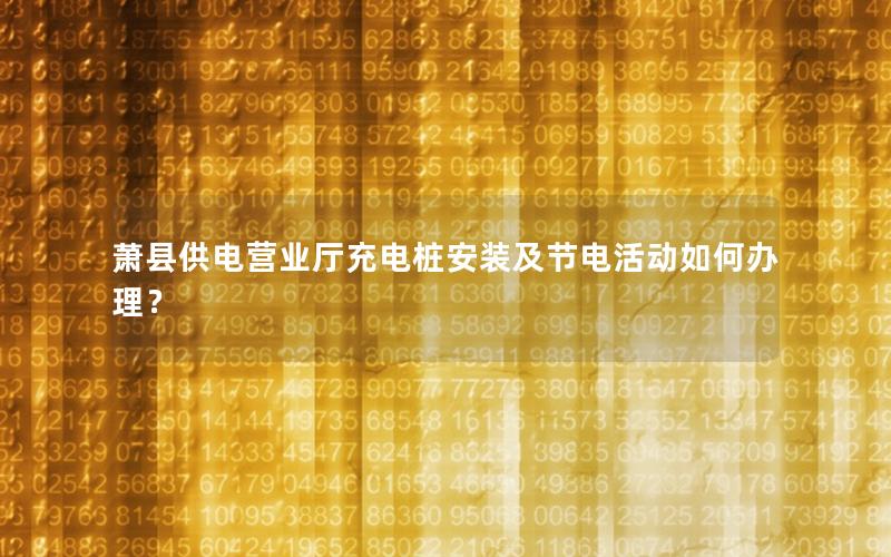 萧县供电营业厅充电桩安装及节电活动如何办理？
