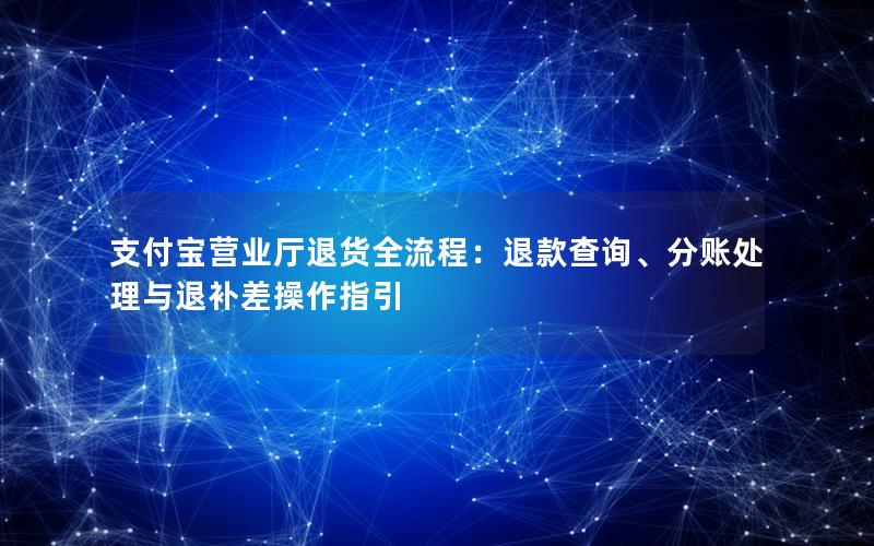 支付宝营业厅退货全流程：退款查询、分账处理与退补差操作指引