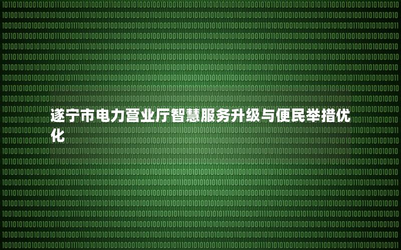 遂宁市电力营业厅智慧服务升级与便民举措优化
