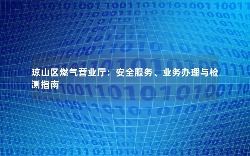 琼山区燃气营业厅：安全服务、业务办理与检测指南