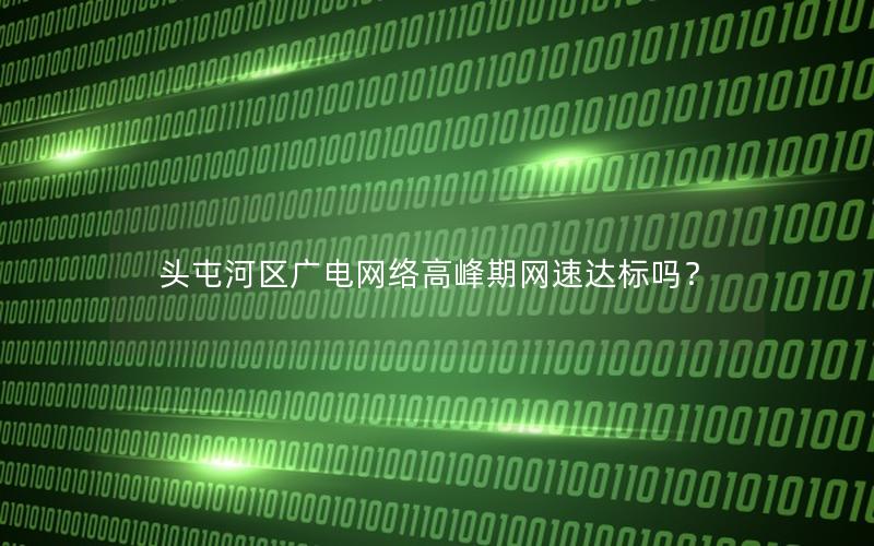 头屯河区广电网络高峰期网速达标吗？