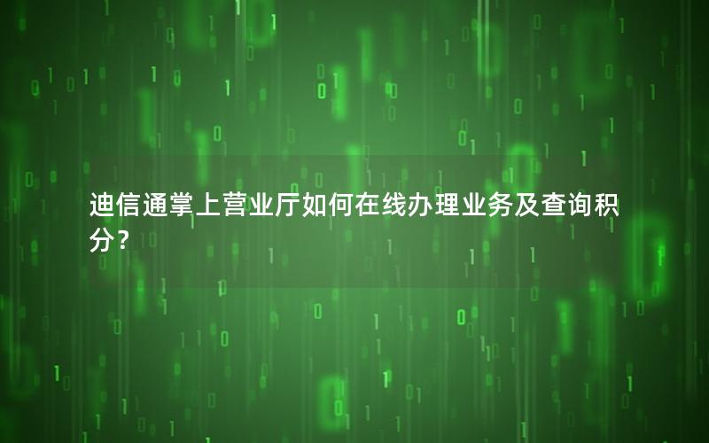 迪信通掌上营业厅如何在线办理业务及查询积分？