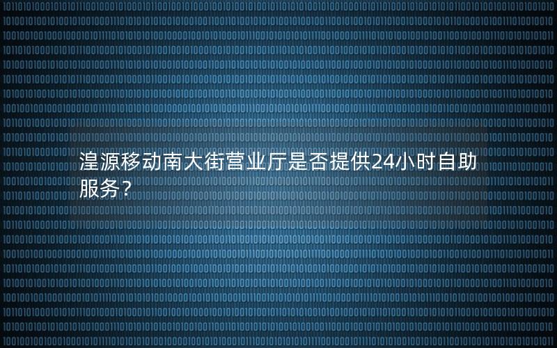 湟源移动南大街营业厅是否提供24小时自助服务？