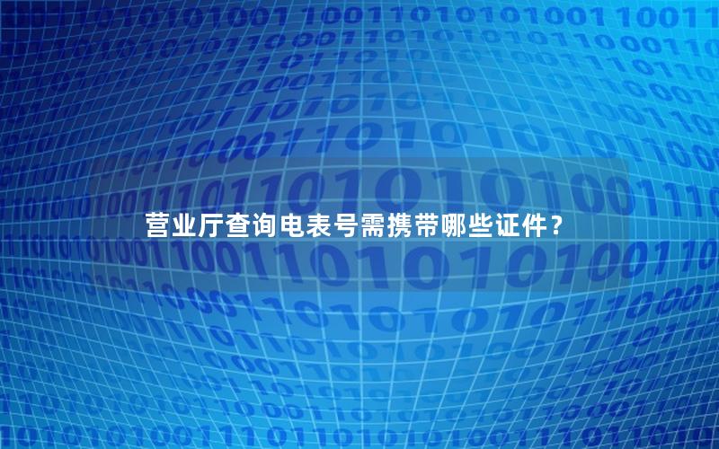 营业厅查询电表号需携带哪些证件？