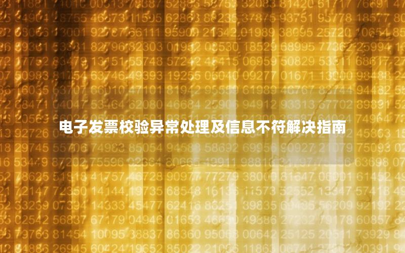 电子发票校验异常处理及信息不符解决指南