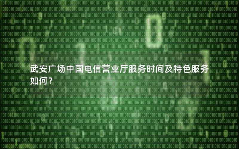武安广场中国电信营业厅服务时间及特色服务如何？