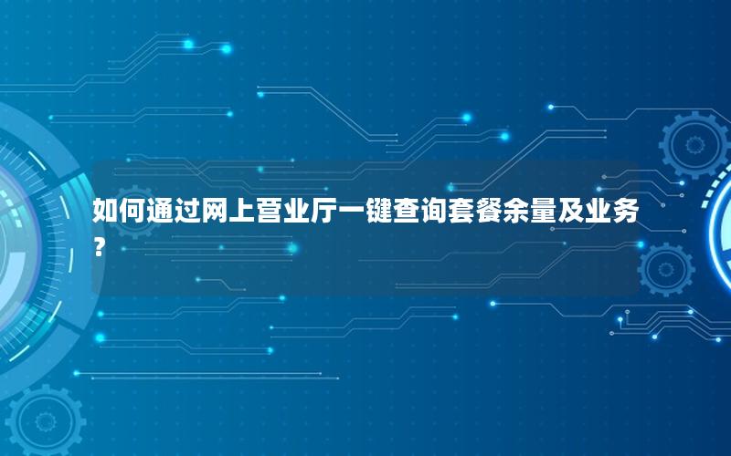 如何通过网上营业厅一键查询套餐余量及业务？