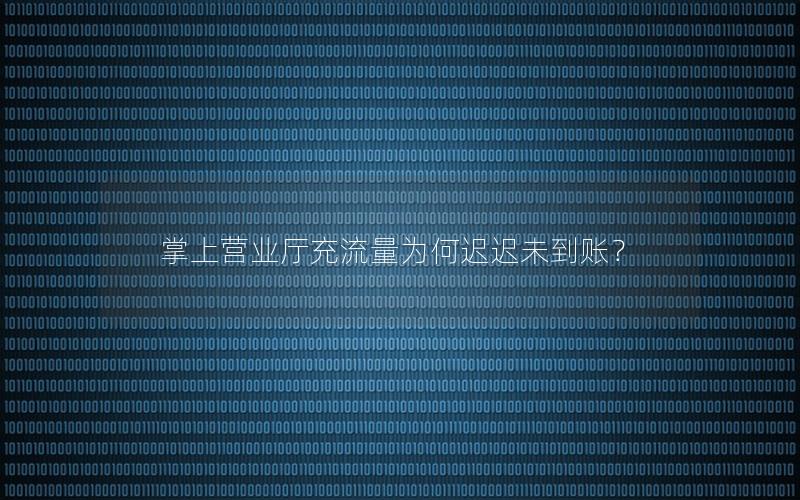 掌上营业厅充流量为何迟迟未到账？