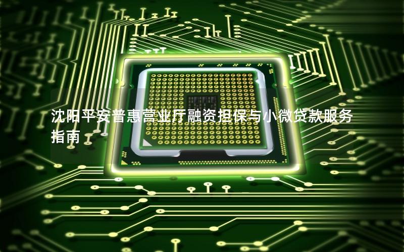 沈阳平安普惠营业厅融资担保与小微贷款服务指南