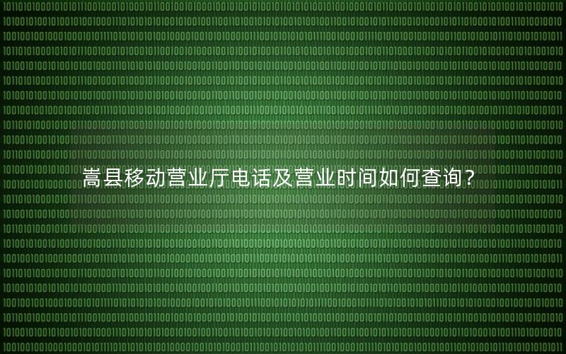 嵩县移动营业厅电话及营业时间如何查询？