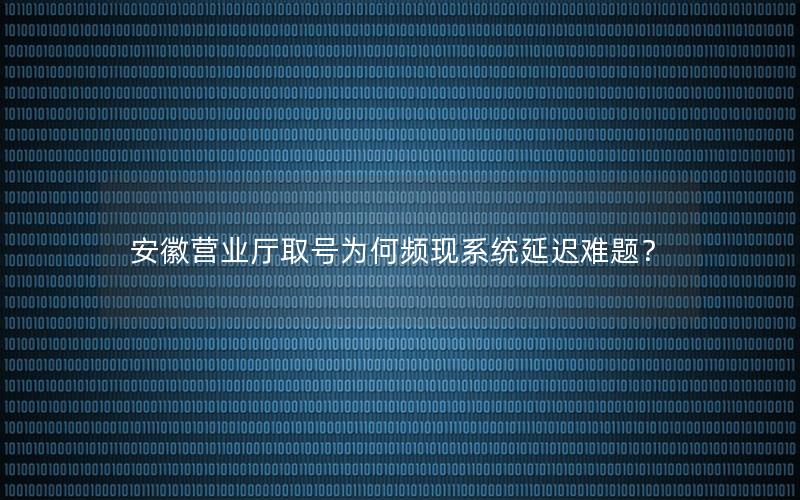 安徽营业厅取号为何频现系统延迟难题？