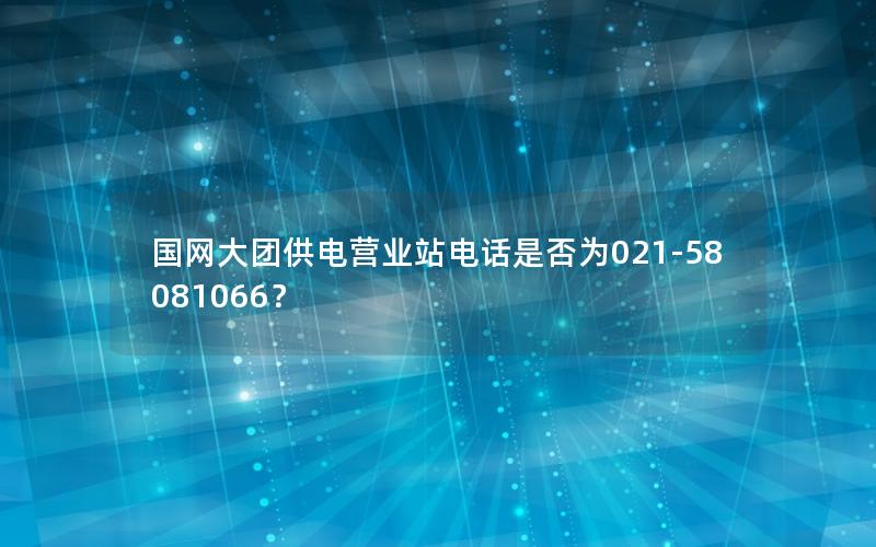 国网大团供电营业站电话是否为021-58081066？
