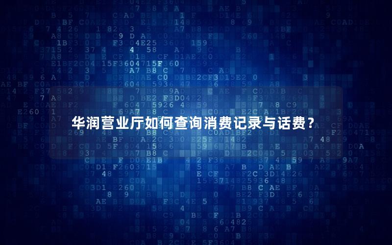 华润营业厅如何查询消费记录与话费？