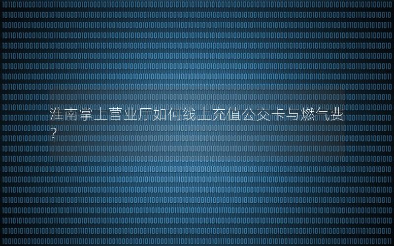淮南掌上营业厅如何线上充值公交卡与燃气费？