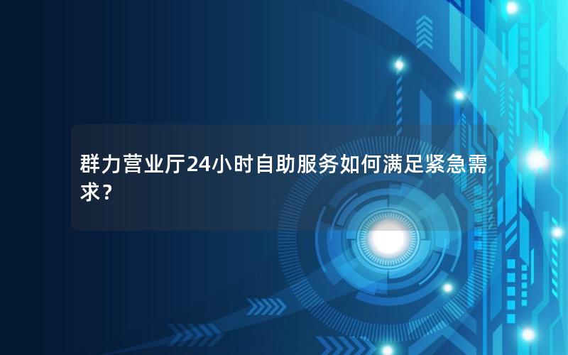 群力营业厅24小时自助服务如何满足紧急需求？