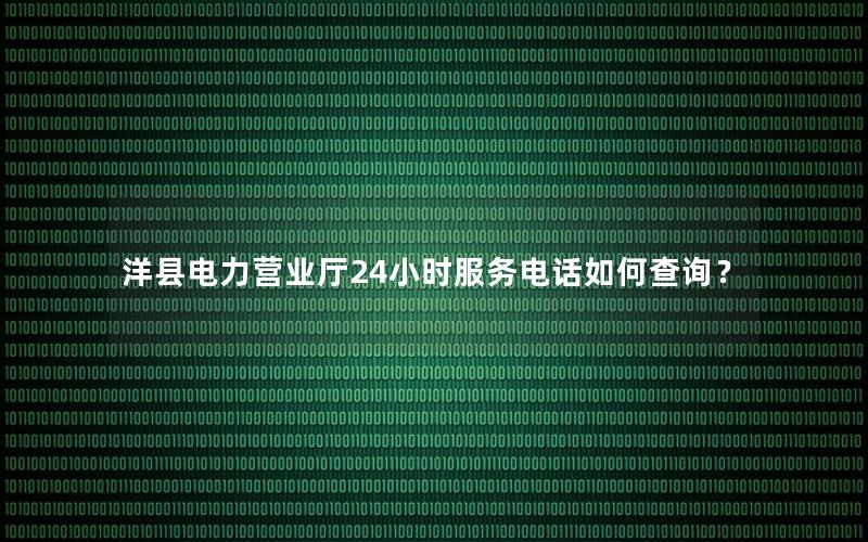 洋县电力营业厅24小时服务电话如何查询？