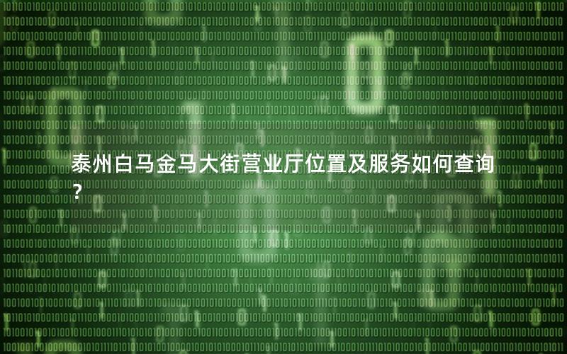 泰州白马金马大街营业厅位置及服务如何查询？