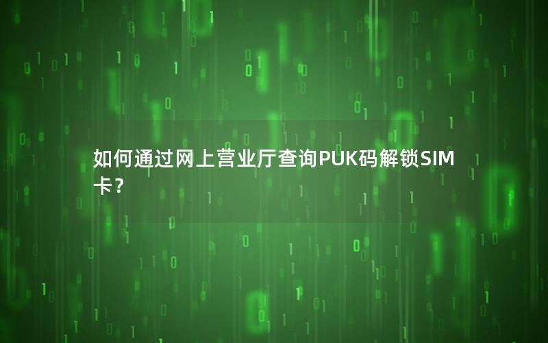 如何通过网上营业厅查询PUK码解锁SIM卡？