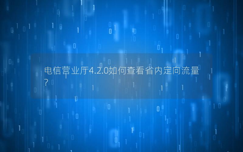 电信营业厅4.2.0如何查看省内定向流量？