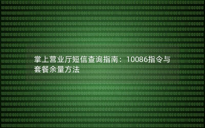 掌上营业厅短信查询指南：10086指令与套餐余量方法