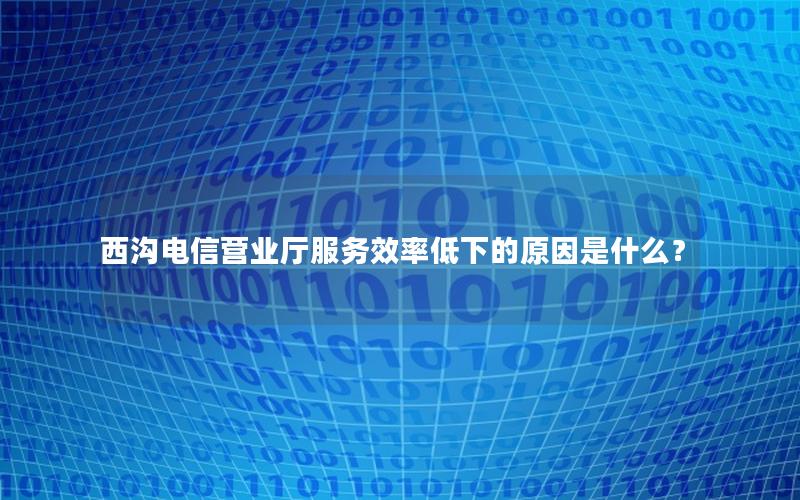 西沟电信营业厅服务效率低下的原因是什么？