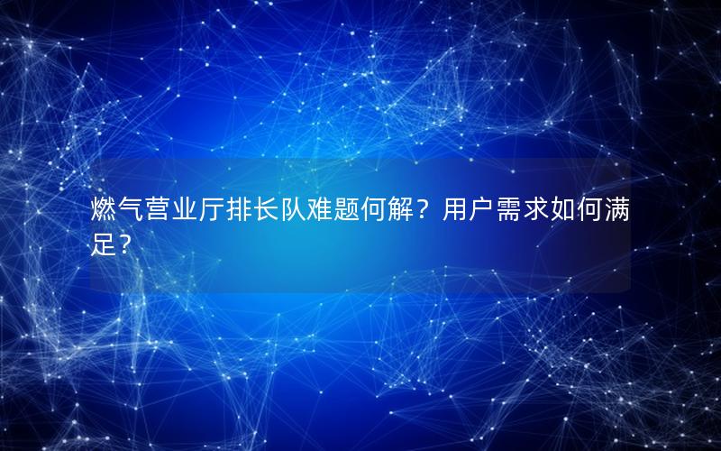 燃气营业厅排长队难题何解？用户需求如何满足？