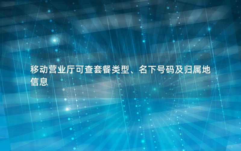 移动营业厅可查套餐类型、名下号码及归属地信息