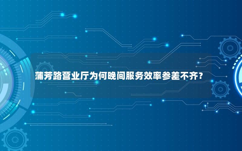 蒲芳路营业厅为何晚间服务效率参差不齐？
