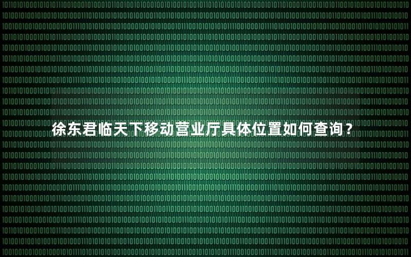 徐东君临天下移动营业厅具体位置如何查询？