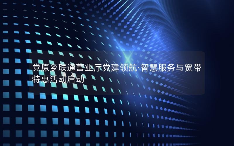 党原乡联通营业厅党建领航·智慧服务与宽带特惠活动启动