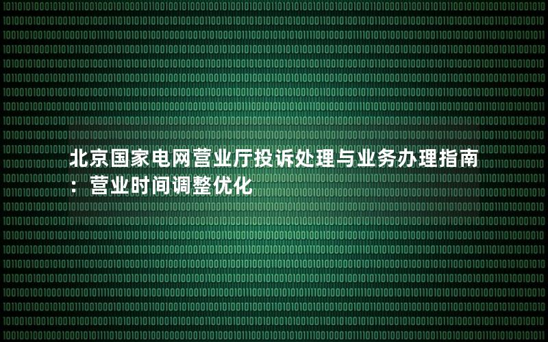 北京国家电网营业厅投诉处理与业务办理指南：营业时间调整优化