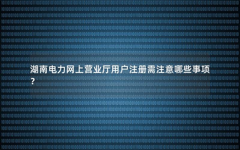 湖南电力网上营业厅用户注册需注意哪些事项？