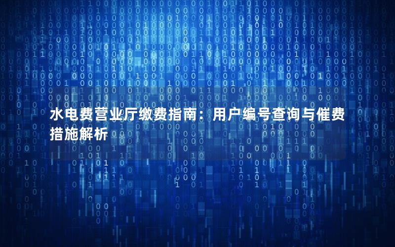 水电费营业厅缴费指南：用户编号查询与催费措施解析