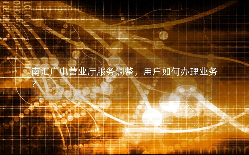 南汇广电营业厅服务调整，用户如何办理业务？