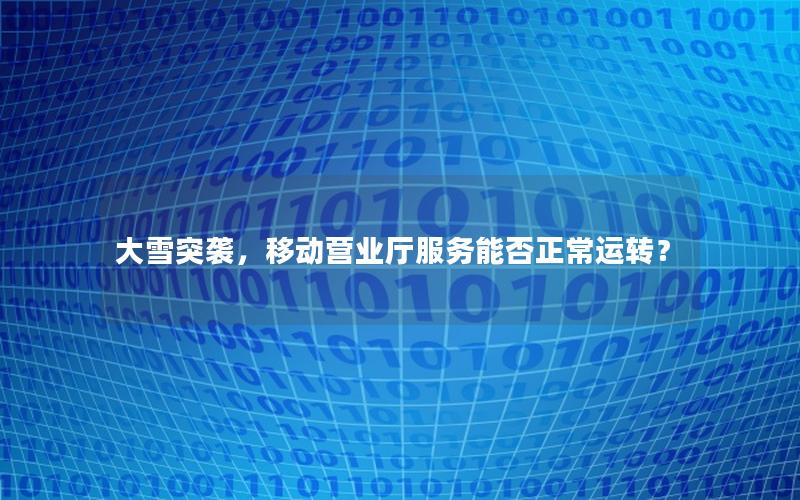 大雪突袭，移动营业厅服务能否正常运转？