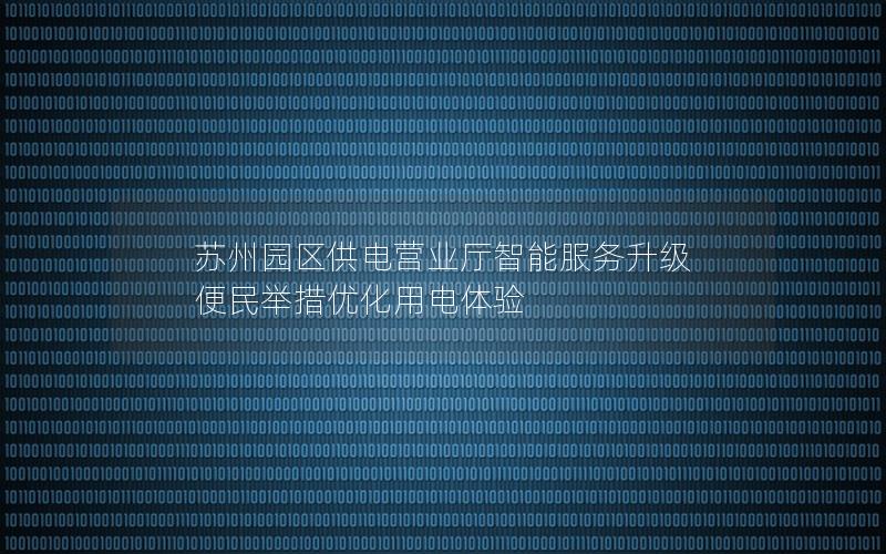 苏州园区供电营业厅智能服务升级 便民举措优化用电体验