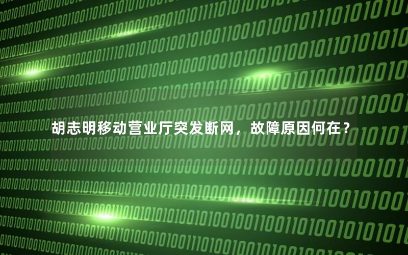 胡志明移动营业厅突发断网，故障原因何在？