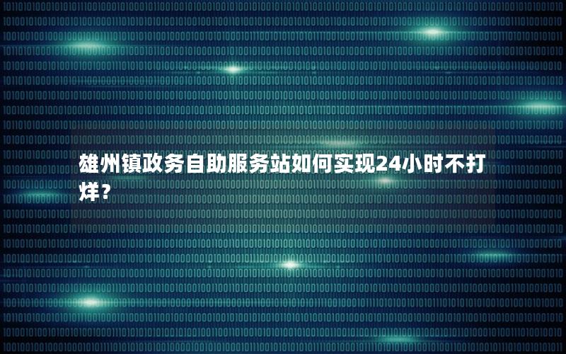 雄州镇政务自助服务站如何实现24小时不打烊？