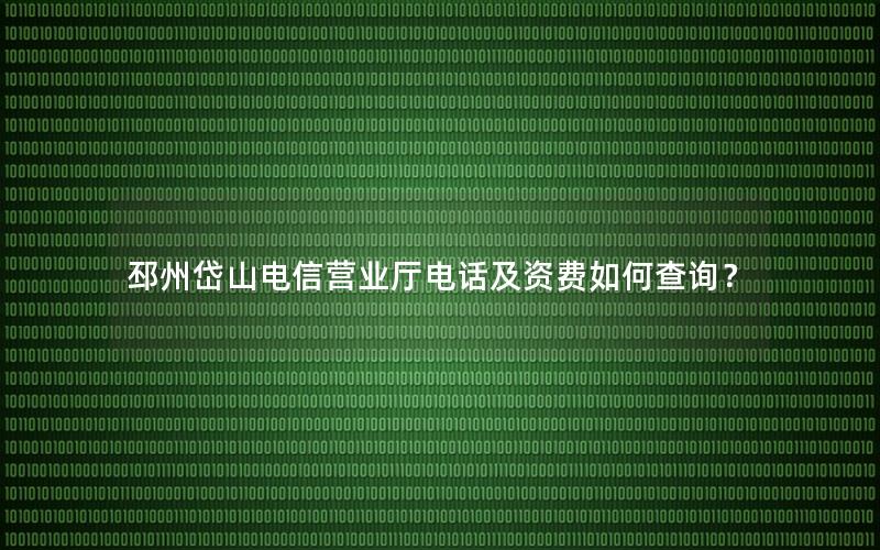 邳州岱山电信营业厅电话及资费如何查询？