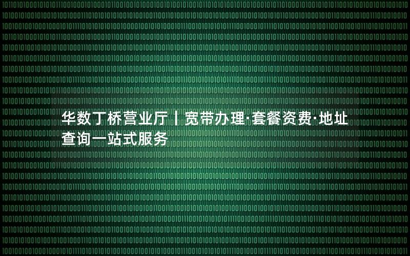 华数丁桥营业厅｜宽带办理·套餐资费·地址查询一站式服务