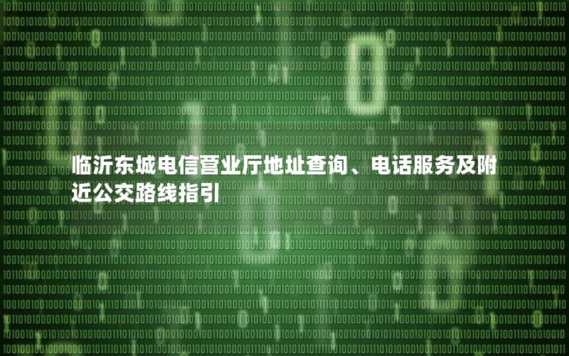 临沂东城电信营业厅地址查询、电话服务及附近公交路线指引