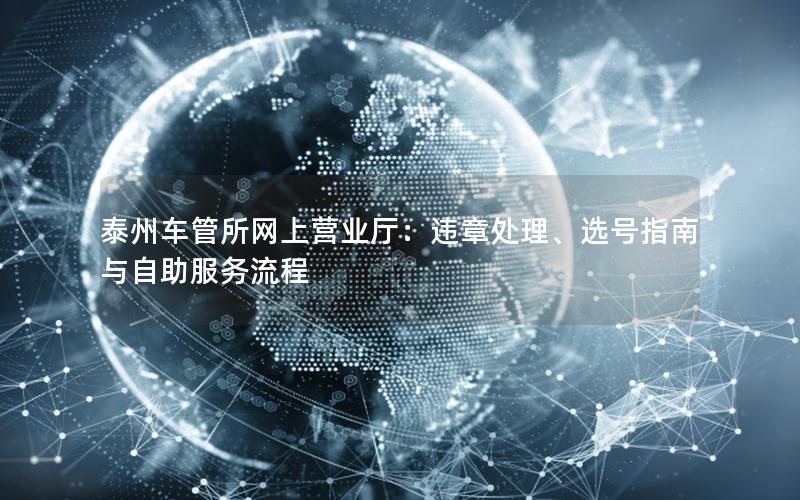泰州车管所网上营业厅：违章处理、选号指南与自助服务流程