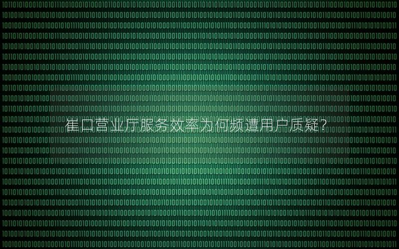 崔口营业厅服务效率为何频遭用户质疑？