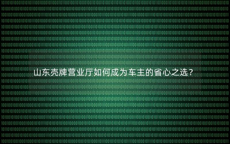 山东壳牌营业厅如何成为车主的省心之选？