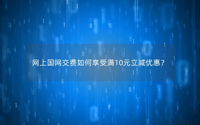 网上国网交费如何享受满10元立减优惠？