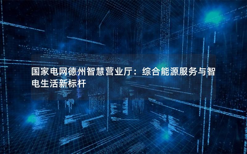 国家电网德州智慧营业厅：综合能源服务与智电生活新标杆