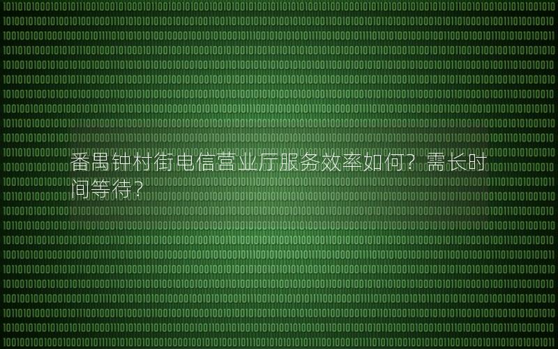 番禺钟村街电信营业厅服务效率如何？需长时间等待？