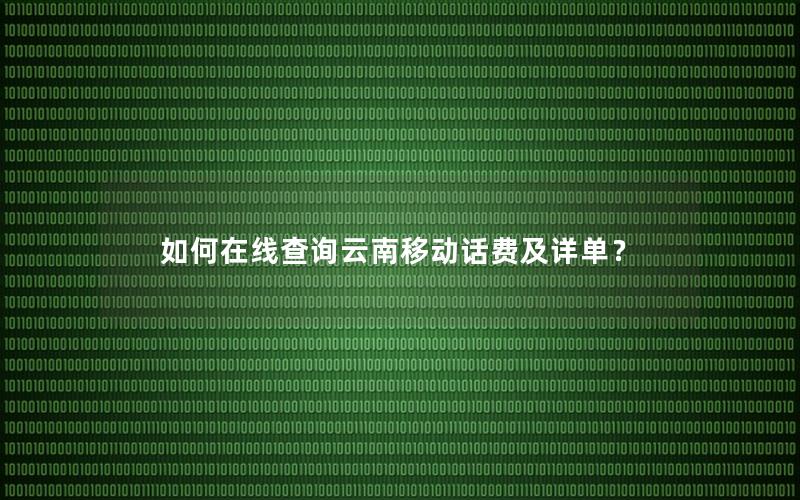 如何在线查询云南移动话费及详单？