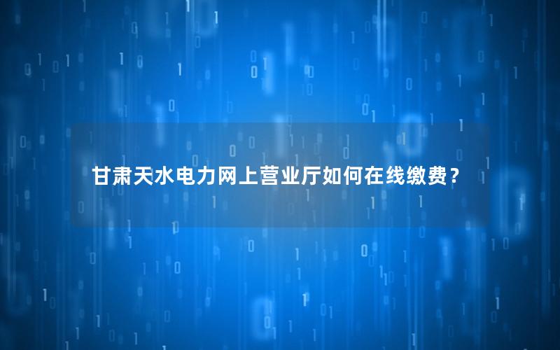 甘肃天水电力网上营业厅如何在线缴费？