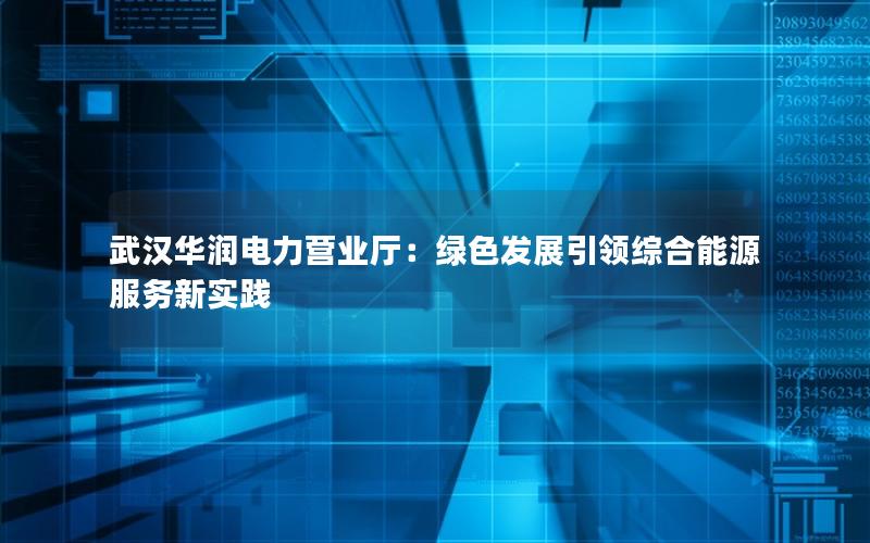 武汉华润电力营业厅：绿色发展引领综合能源服务新实践